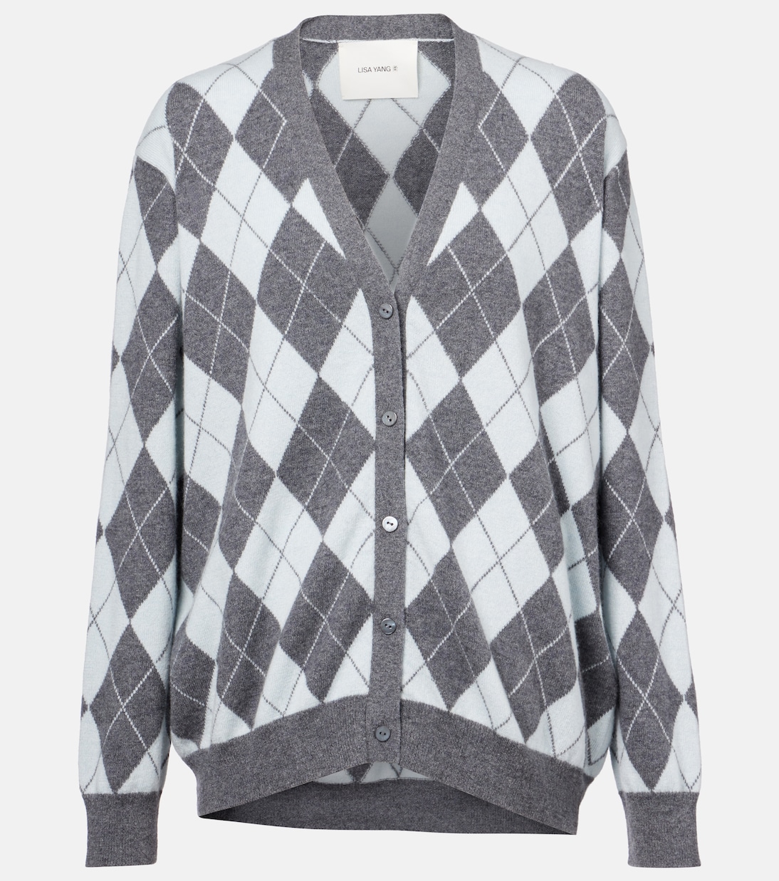 Кардиган Raelyn из кашемира Lisa Yang, Horizon Blue/Graphite Jacquard 
Кардиган Raelyn из кашемира Lisa Yang, Horizon Blue/Graphite Jacquard