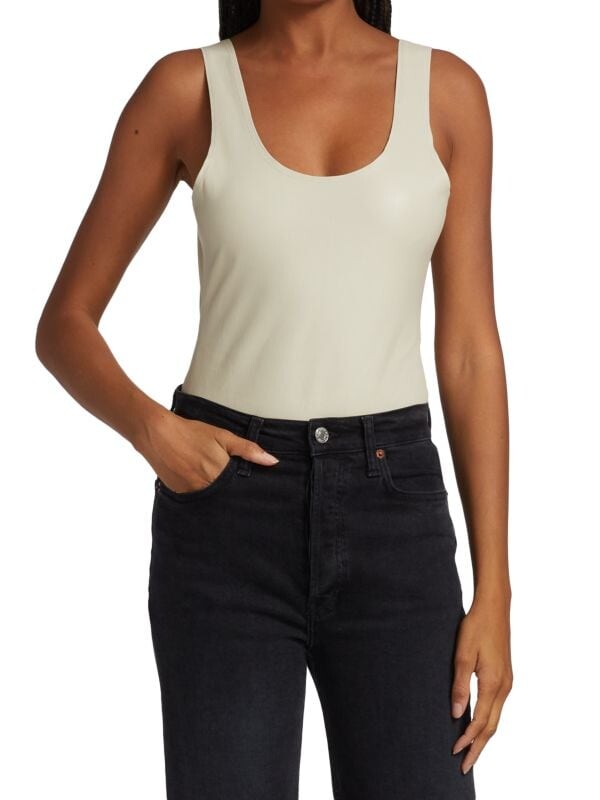 Кожаное боди SPRWMN с круглым вырезом, черный
Кожаное боди SPRWMN с круглым вырезом, черный