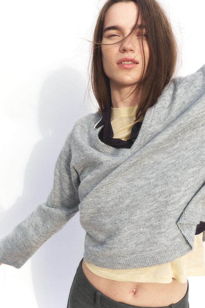 Свитер тонкой вязки с V-образным вырезом H&M, серый
Свитер тонкой вязки с V-образным вырезом H&M, серый