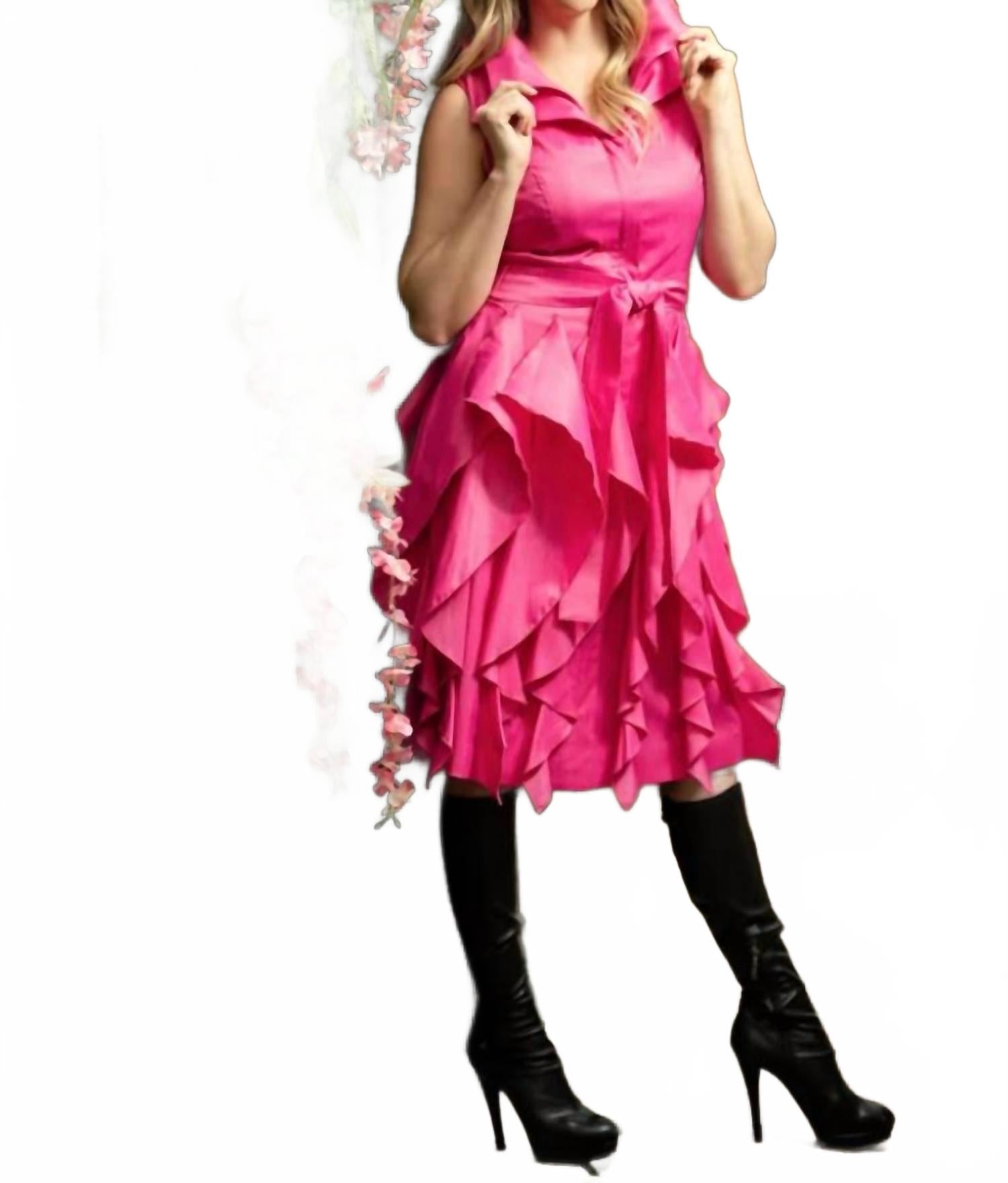 Растягивающееся платье с рюшами из дуппиони в цвете бугенвиллии, розовое Samuel Dong
Растягивающееся платье с рюшами из дуппиони в цвете бугенвиллии, розовое Samuel Dong