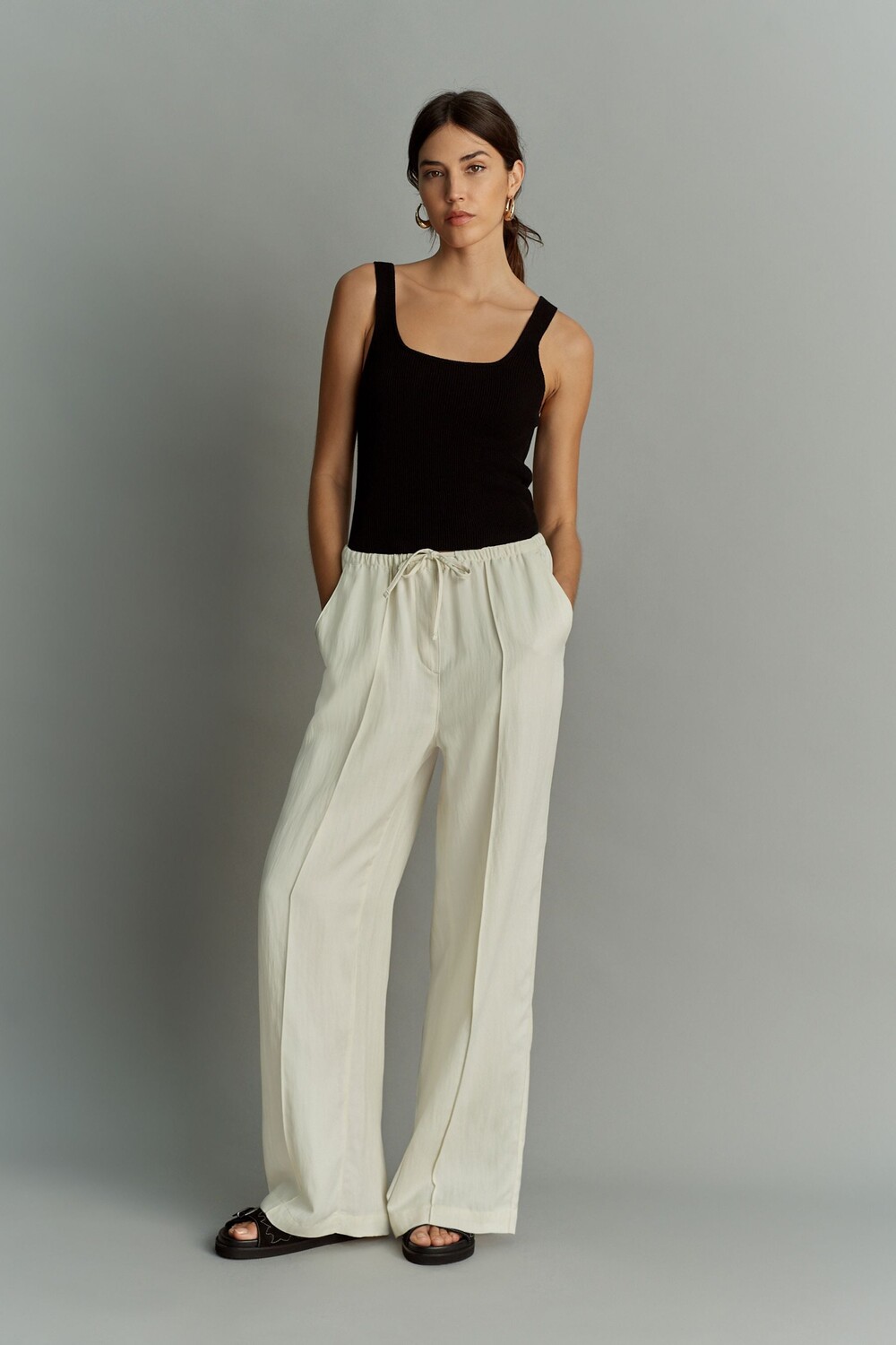 Брюки из тенселя с широкими штанинами и кулиской Next, экрю
Брюки из тенселя с широкими штанинами и кулиской Next, экрю