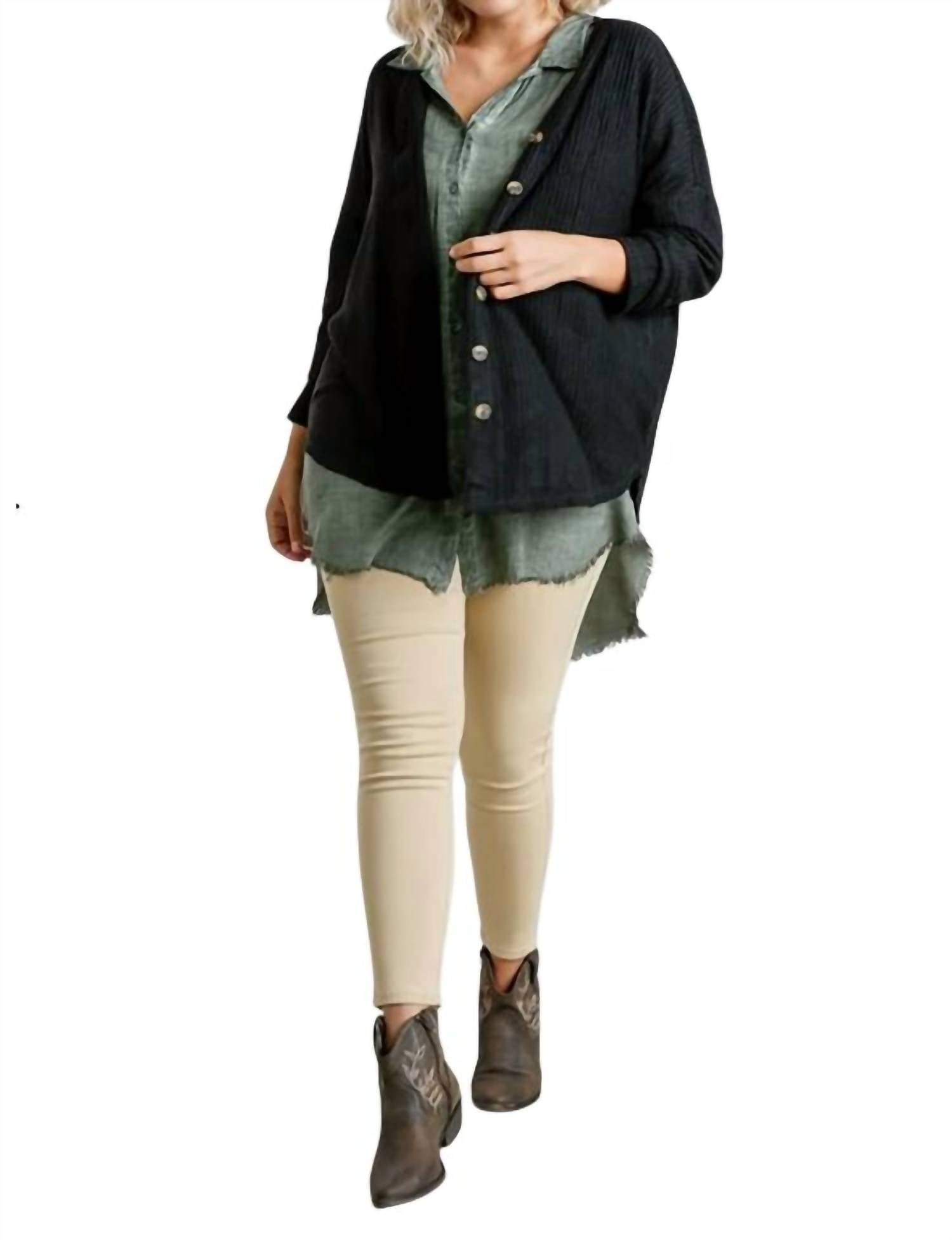 Кардиган вафельной вязки черного цвета umgee
Кардиган вафельной вязки черного цвета umgee