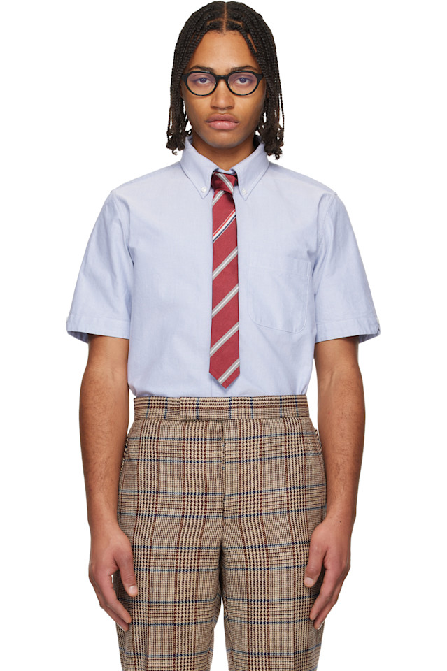 Рубашка Оксфорд с коротким рукавом Thom Browne, синий
Рубашка Оксфорд с коротким рукавом Thom Browne, синий