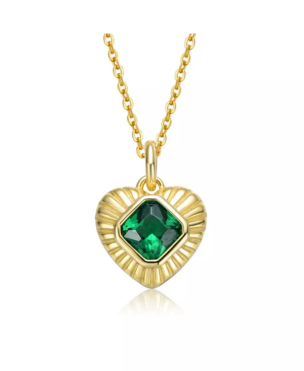 Ожерелье с подвеской в форме сердца из стерлингового серебра 14 карат, покрытого желтым золотом, с зелеными кубическими цирконами и солнечными лучами Genevive, green
Ожерелье с подвеской в форме сердца из стерлингового серебра 14 карат, покрытого желтым золотом, с зелеными кубическими цирконами и солнечными лучами Genevive, green