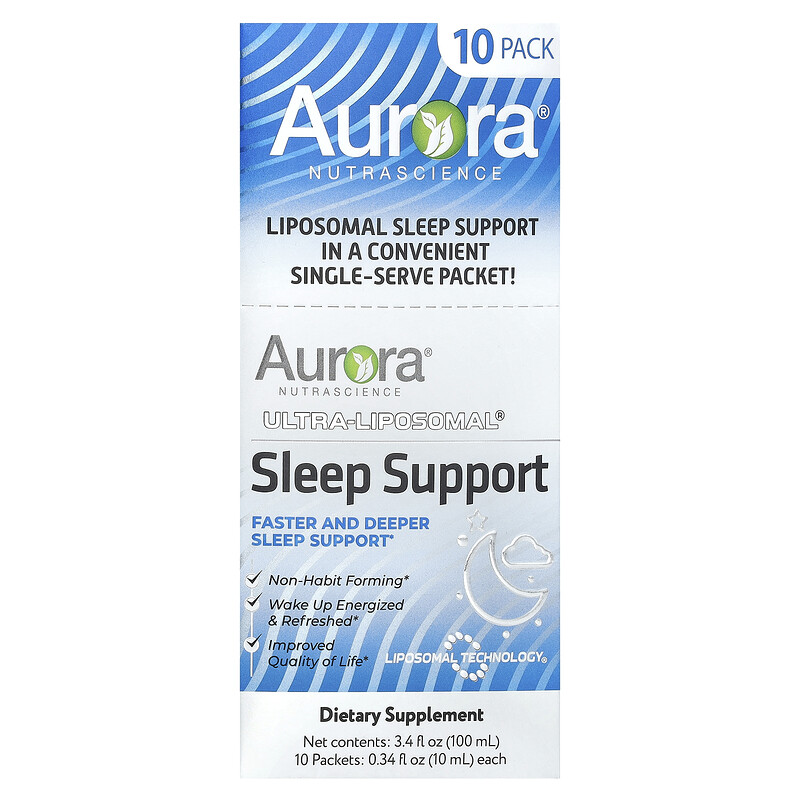 Aurora Nutrascience, Ultra-Liposomal Sleep Support, 10 пакетиков по 10 мл (0,34 жидк. Унции)
Aurora Nutrascience, Ultra-Liposomal Sleep Support, 10 пакетиков по 10 мл (0,34 жидк. Унции)