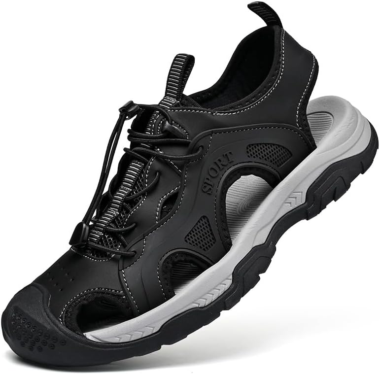 Мужские сандалии Tsuukuie, спортивные походные с закрытым носком, летние пляжные водные туфли, кожаные сандалии-рыбак, черный
Мужские сандалии Tsuukuie, спортивные походные с закрытым носком, летние пляжные водные туфли, кожаные сандалии-рыбак, черный