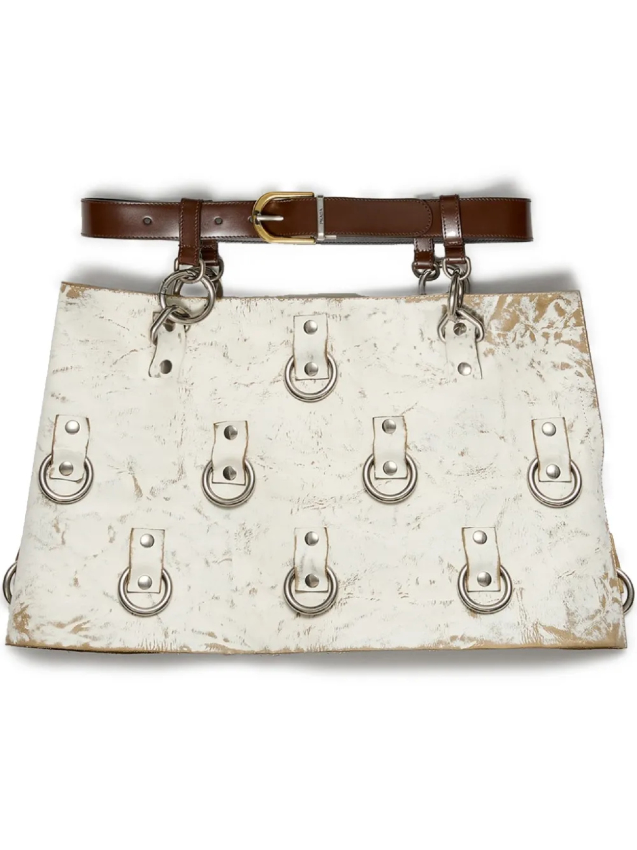 Кожаная мини-юбка Prada с кольцевой отделкой, белый
Кожаная мини-юбка Prada с кольцевой отделкой, белый