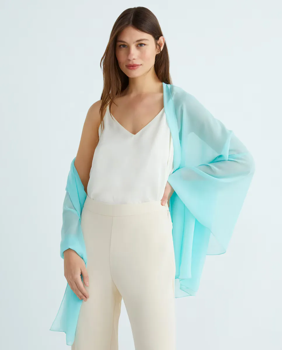 Шифоновый шарф с шелковым прикосновением Banarassi, светло-зеленый 
Шифоновый шарф с шелковым прикосновением Banarassi, светло-зеленый