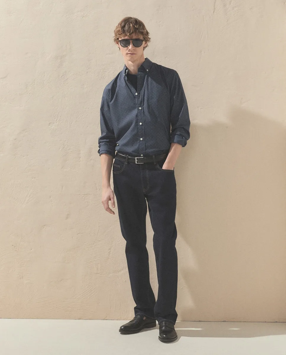 Мужская рубашка из поплина с микропринтом Dustin, тёмно-синий
Мужская рубашка из поплина с микропринтом Dustin, тёмно-синий