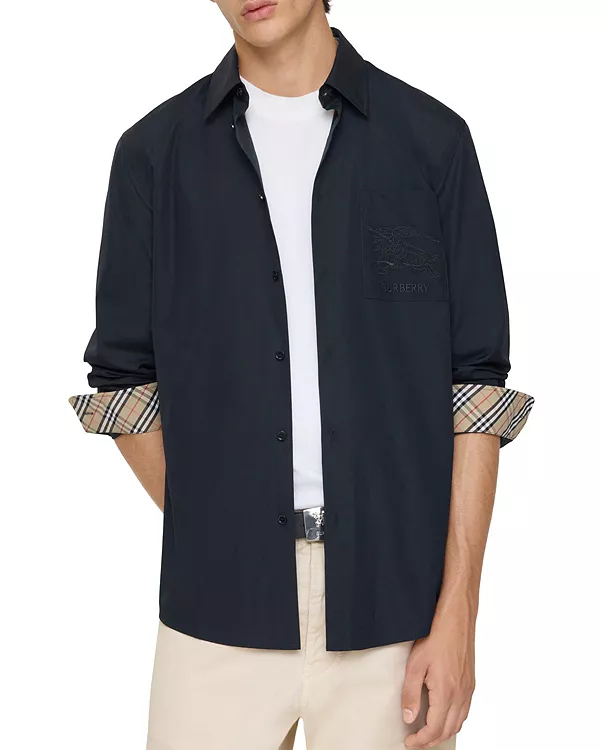 Рубашка из хлопкового поплина стандартного кроя Burberry, синий
Рубашка из хлопкового поплина стандартного кроя Burberry, синий
