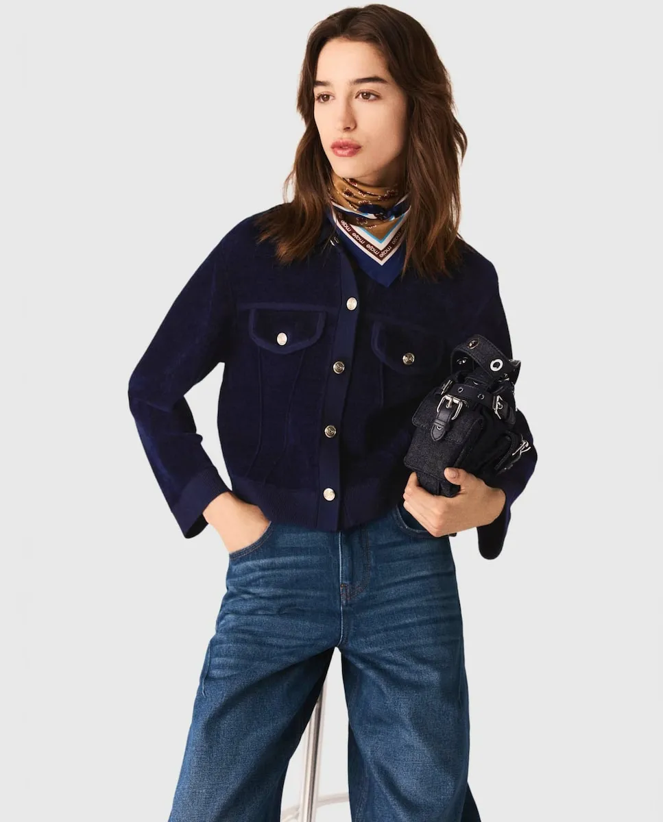 Женская короткая бархатная куртка Maje, темно-синий
Женская короткая бархатная куртка Maje, темно-синий