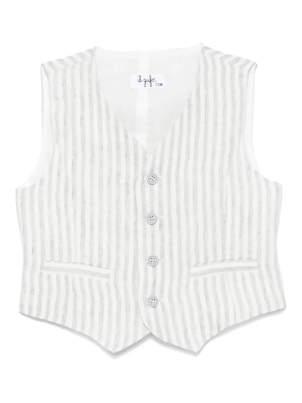 Льняной жилет в полоску Il Gufo, серый 
Льняной жилет в полоску Il Gufo, серый
