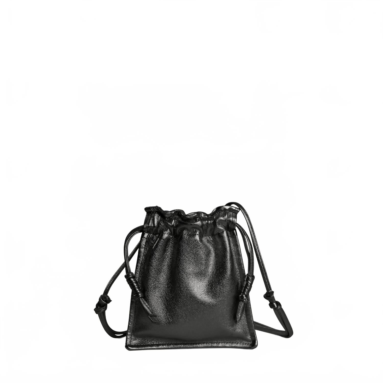 Женская мини-сумка Bowie на шнурке из кожи с металлическим эффектом в черном цвете Lemiz
Женская мини-сумка Bowie на шнурке из кожи с металлическим эффектом в черном цвете Lemiz