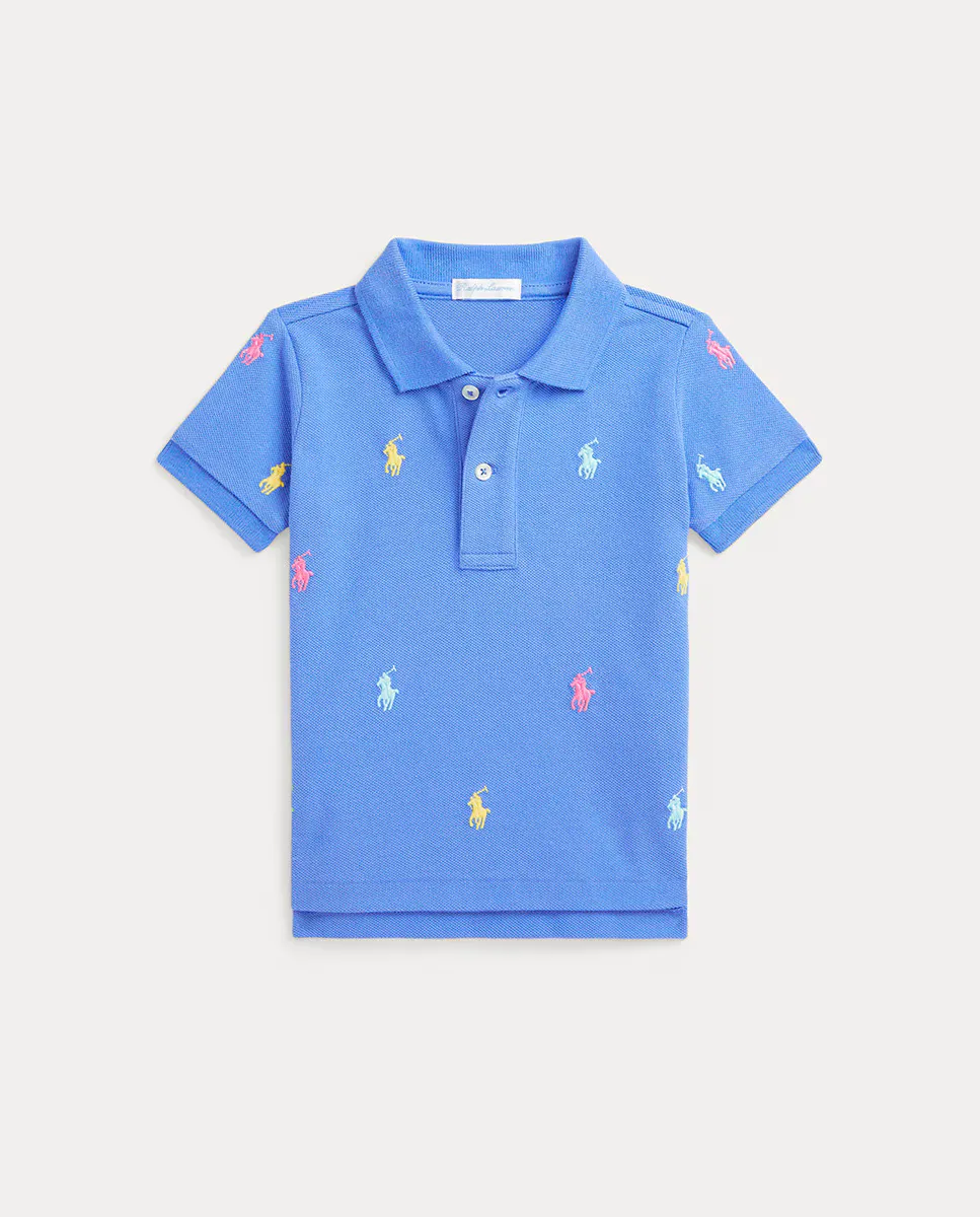 Футболка-поло из хлопка для мальчика с изображением лошади Polo Ralph Lauren, индиго 
Футболка-поло из хлопка для мальчика с изображением лошади Polo Ralph Lauren, индиго