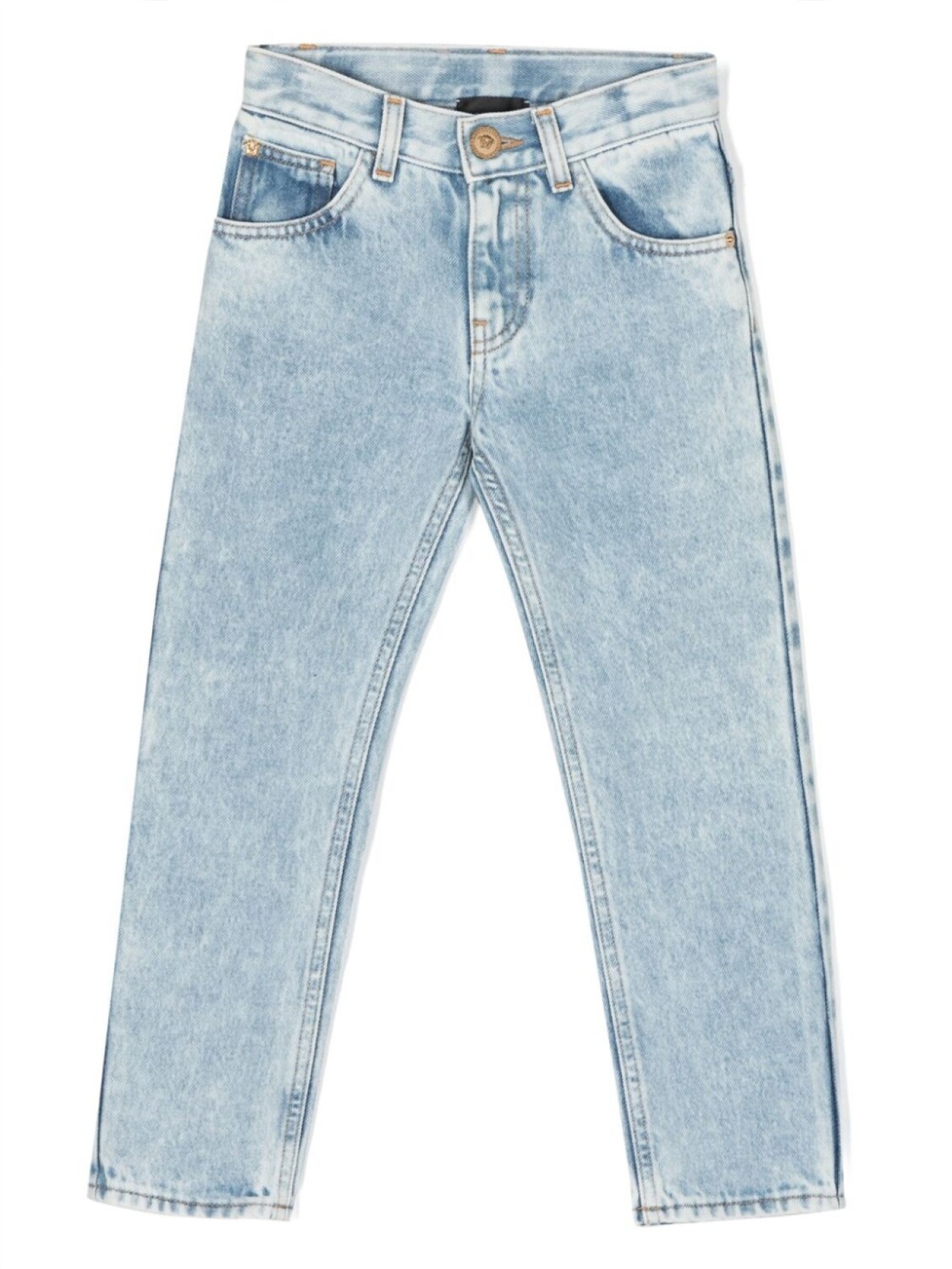 Versace Kids прямые брюки с нашивкой-логотипом, синий
Versace Kids прямые брюки с нашивкой-логотипом, синий