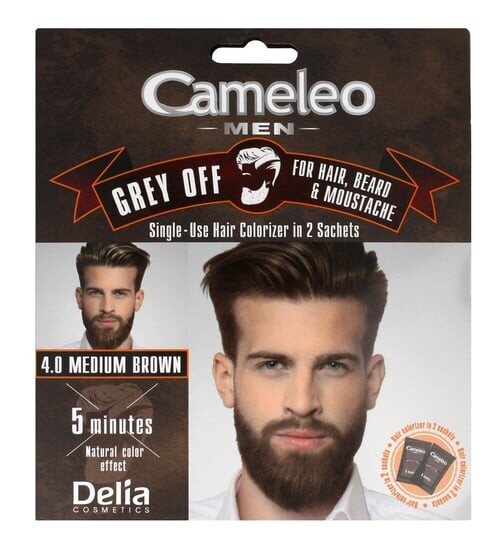 Крем-краска для волос, бороды и усов 4.0 Medium Brown, 2x15 мл Delia Cosmetics, Cameleo Men
Крем-краска для волос, бороды и усов 4.0 Medium Brown, 2x15 мл Delia Cosmetics, Cameleo Men