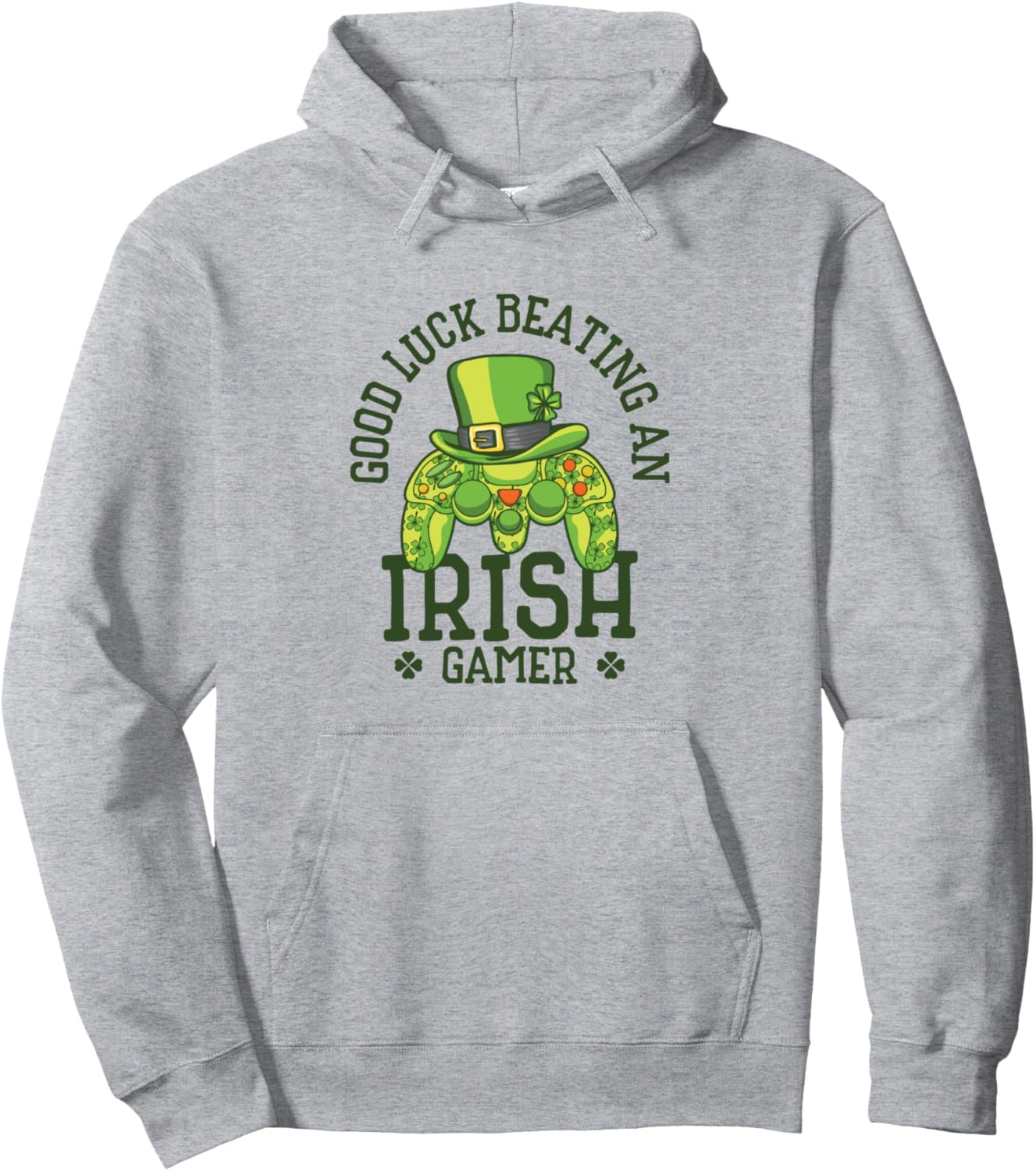 Худи с изображением клевера и логотипом видеоигры ко Дню Святого Патрика Good Luck Beating An Irish Gamer, серый
Худи с изображением клевера и логотипом видеоигры ко Дню Святого Патрика Good Luck Beating An Irish Gamer, серый