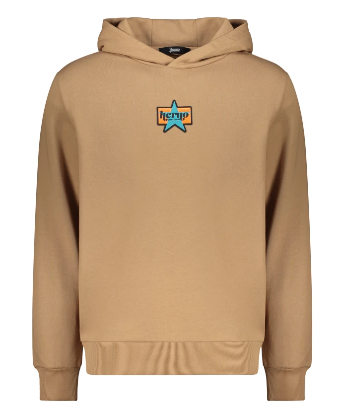 Хлопковый свитер с капюшоном в рубчик Herno, коричневый
Хлопковый свитер с капюшоном в рубчик Herno, коричневый