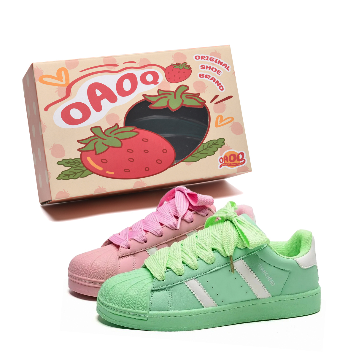 OAOQ Амортизирующие, износостойкие, легкие и дышащие низкие скейтерские кроссовки унисекс розово-зеленые непарные, цвет Pink Green Mismatched 
OAOQ Амортизирующие, износостойкие, легкие и дышащие низкие скейтерские кроссовки унисекс розово-зеленые непарные, цвет Pink Green Mismatched