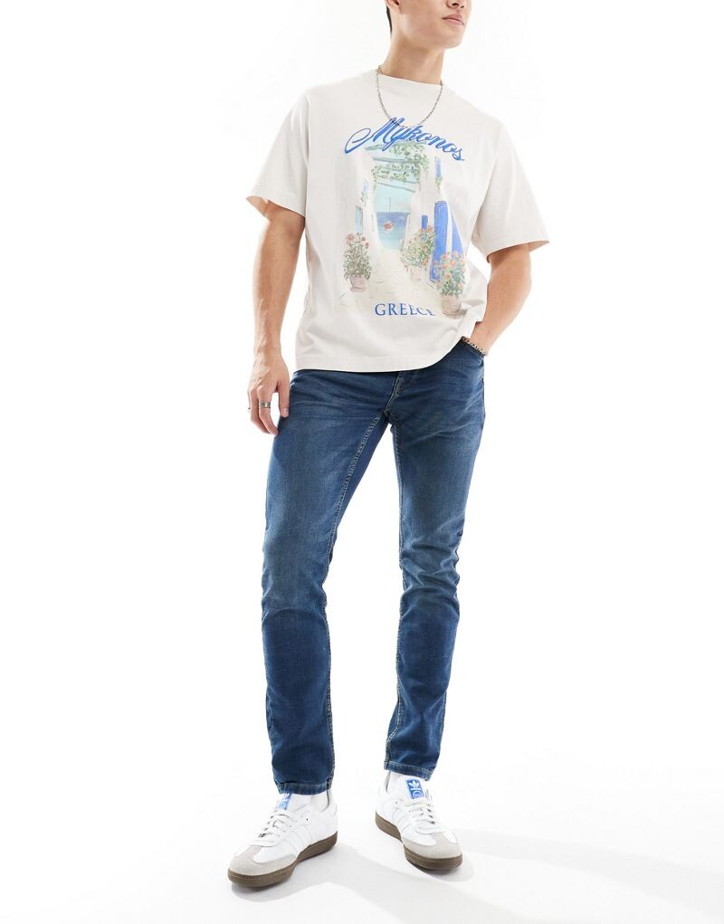 Синие джинсы узкого кроя средней длины Only & Sons
Синие джинсы узкого кроя средней длины Only & Sons