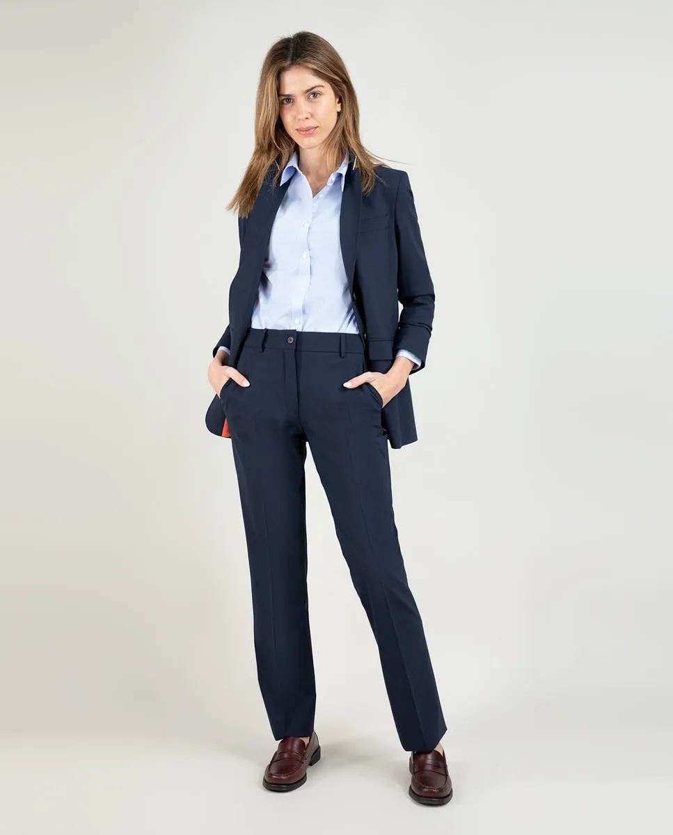 Женские прямые однотонные брюки обычного кроя El Ganso, тёмно-синий 
Женские прямые однотонные брюки обычного кроя El Ganso, тёмно-синий