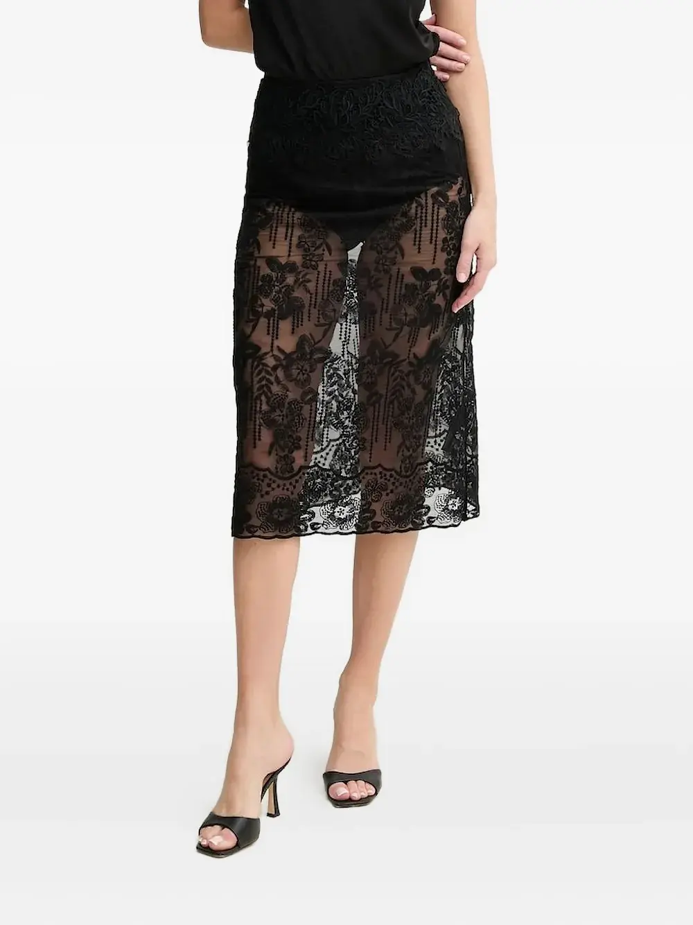 Юбка миди с кружевной вышивкой Ermanno Scervino, черный
Юбка миди с кружевной вышивкой Ermanno Scervino, черный