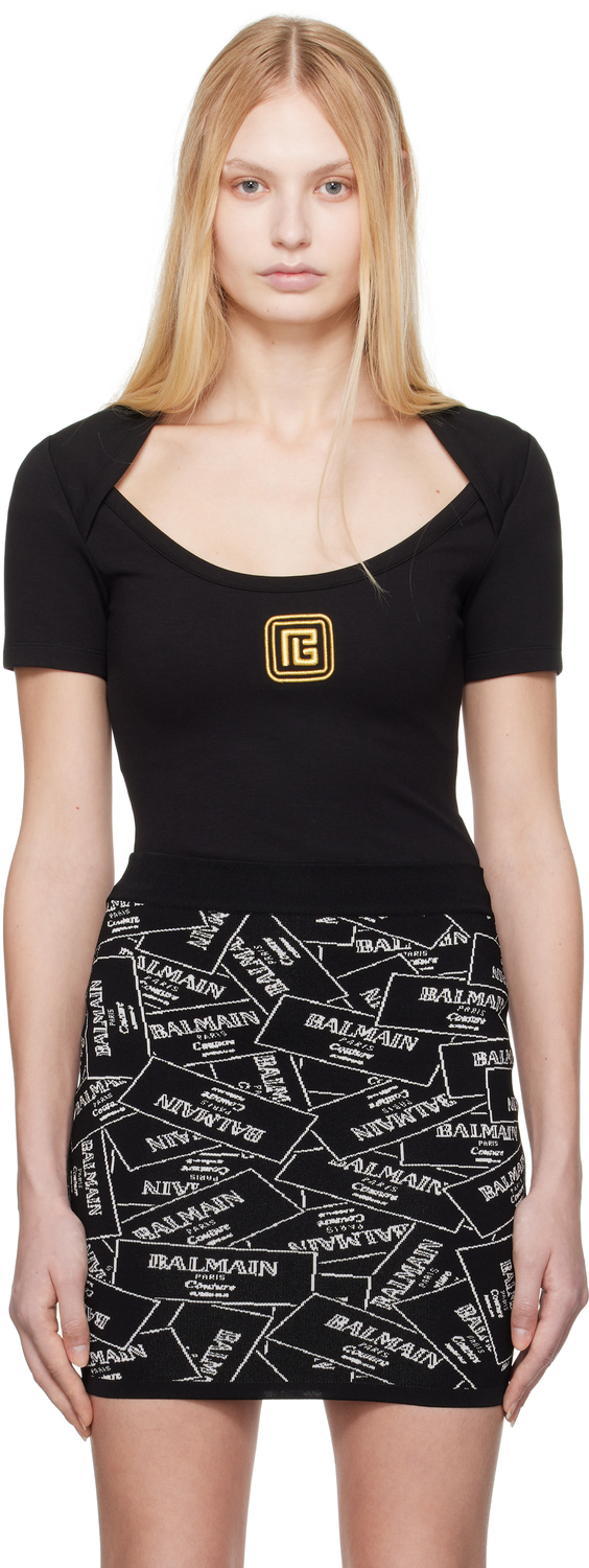 Черная футболка Encolure Ronde Balmain 
Черная футболка Encolure Ronde Balmain