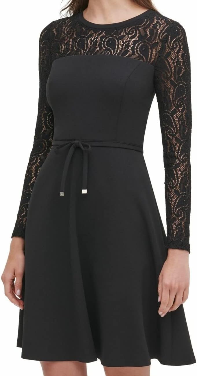Женское платье Tommy Hilfiger с кружевными рукавами, облегающее и расклешенное, Black
Женское платье Tommy Hilfiger с кружевными рукавами, облегающее и расклешенное, Black