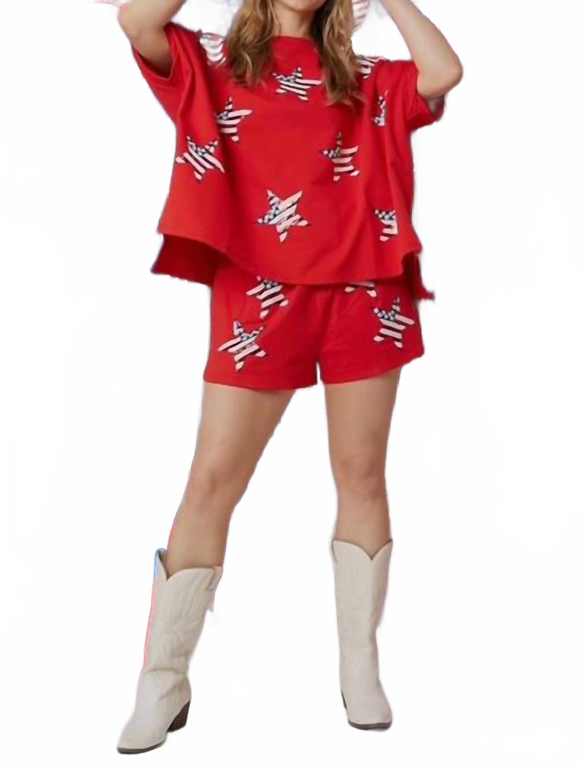 Короткие шорты с пайетками в виде звезд, красные FANTASTIC FAWN
Короткие шорты с пайетками в виде звезд, красные FANTASTIC FAWN