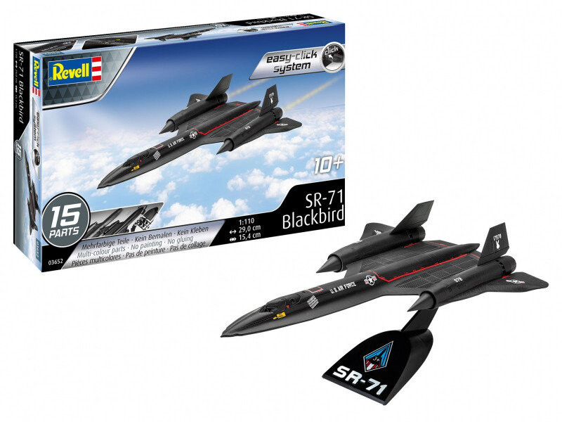 Revell, Sr-71 blackbird easy-click 1/110, Пластиковая модель
Revell, Sr-71 blackbird easy-click 1/110, Пластиковая модель