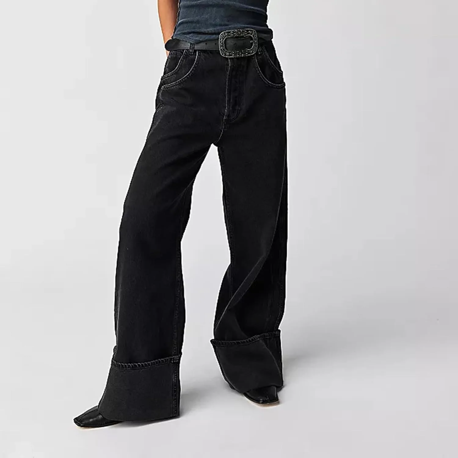 Akklian джинсы для женщин High Waisted, ретро-стирка, широкие, с манжетами и карманами
Akklian джинсы для женщин High Waisted, ретро-стирка, широкие, с манжетами и карманами