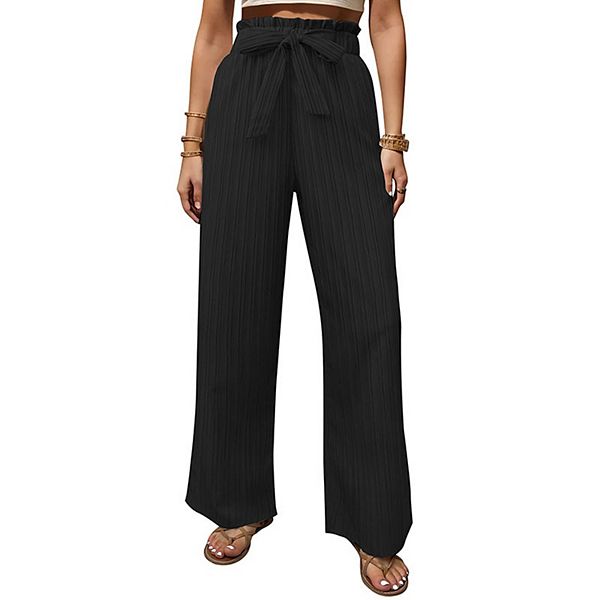 Женские брюки с элегантным бантом, высокая талия, широкие штанины, с карманами Seoria, Black
Женские брюки с элегантным бантом, высокая талия, широкие штанины, с карманами Seoria, Black