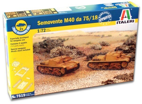 Комплект модели Semovente M40 Da 7518, 2 шт. Italeri
Комплект модели Semovente M40 Da 7518, 2 шт. Italeri