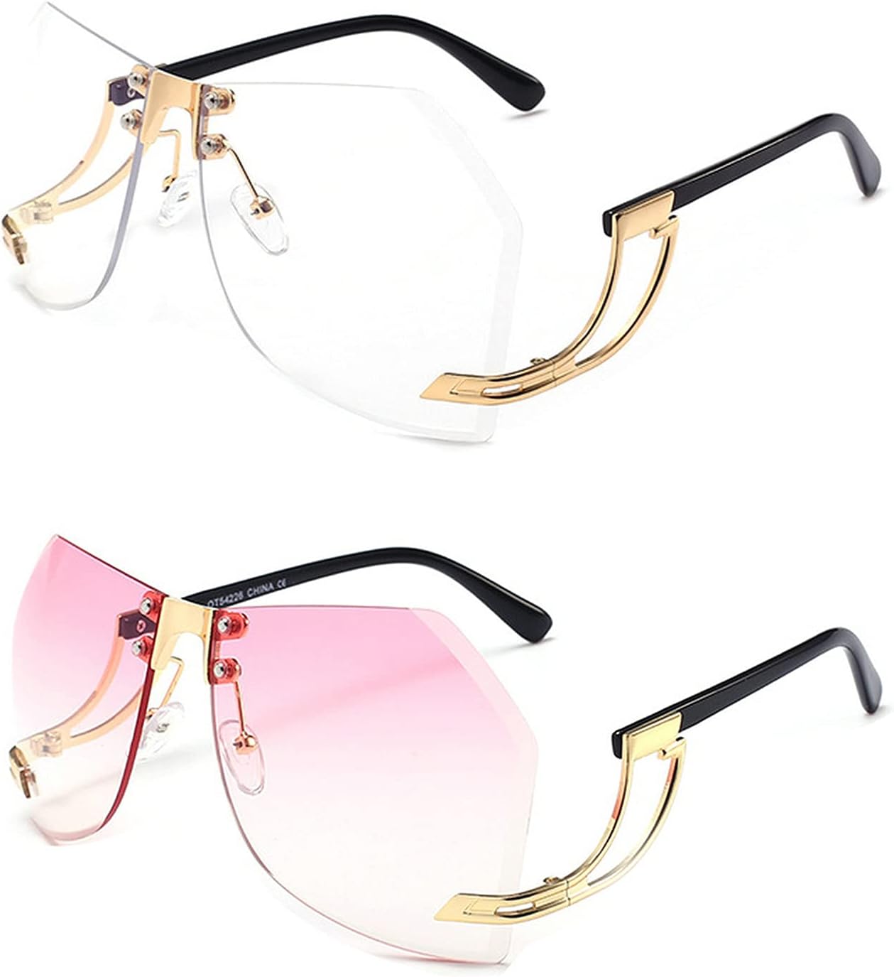 2 шт. - Солнцезащитные очки без оправы неправильной формы для женщин, металлическая оправа, большие солнцезащитные очки с градиентным переходом цвета, модные женские прозрачные очки COTIA, Transparent&pink
2 шт. - Солнцезащитные очки без оправы неправильной формы для женщин, металлическая оправа, большие солнцезащитные очки с градиентным переходом цвета, модные женские прозрачные очки COTIA, Transparent&pink