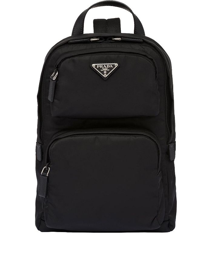 Рюкзак из переработанного нейлона и кожи Saffiano Prada, черный 
Рюкзак из переработанного нейлона и кожи Saffiano Prada, черный