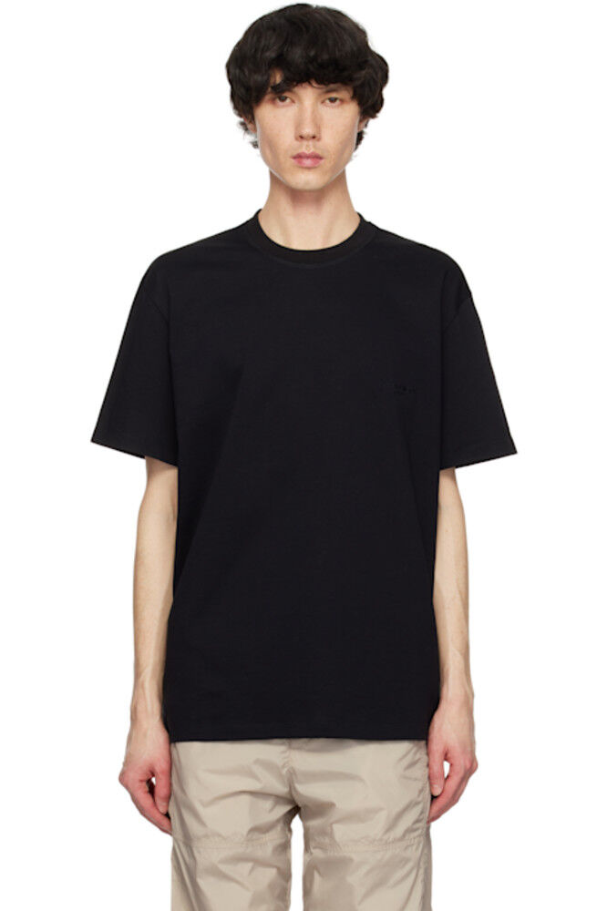 Черная футболка с вышитым логотипом WOOYOUNGMI 
Черная футболка с вышитым логотипом WOOYOUNGMI