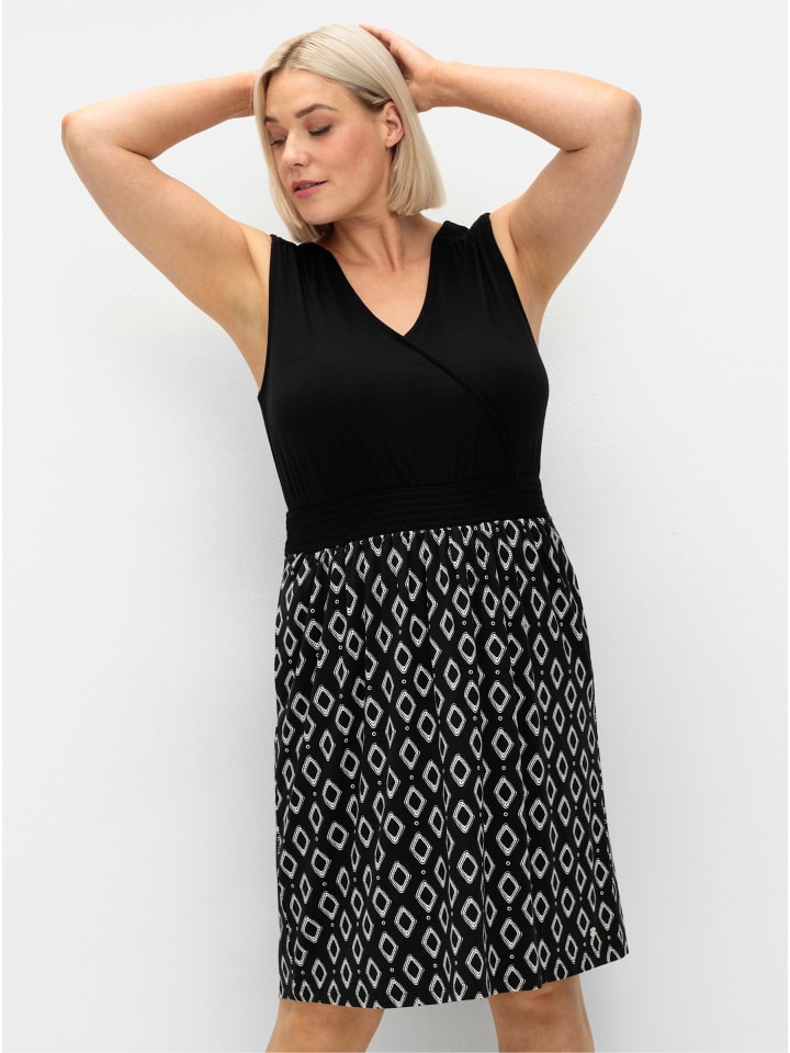 Платье до колена sheego, черно-белый 
Платье до колена sheego, черно-белый