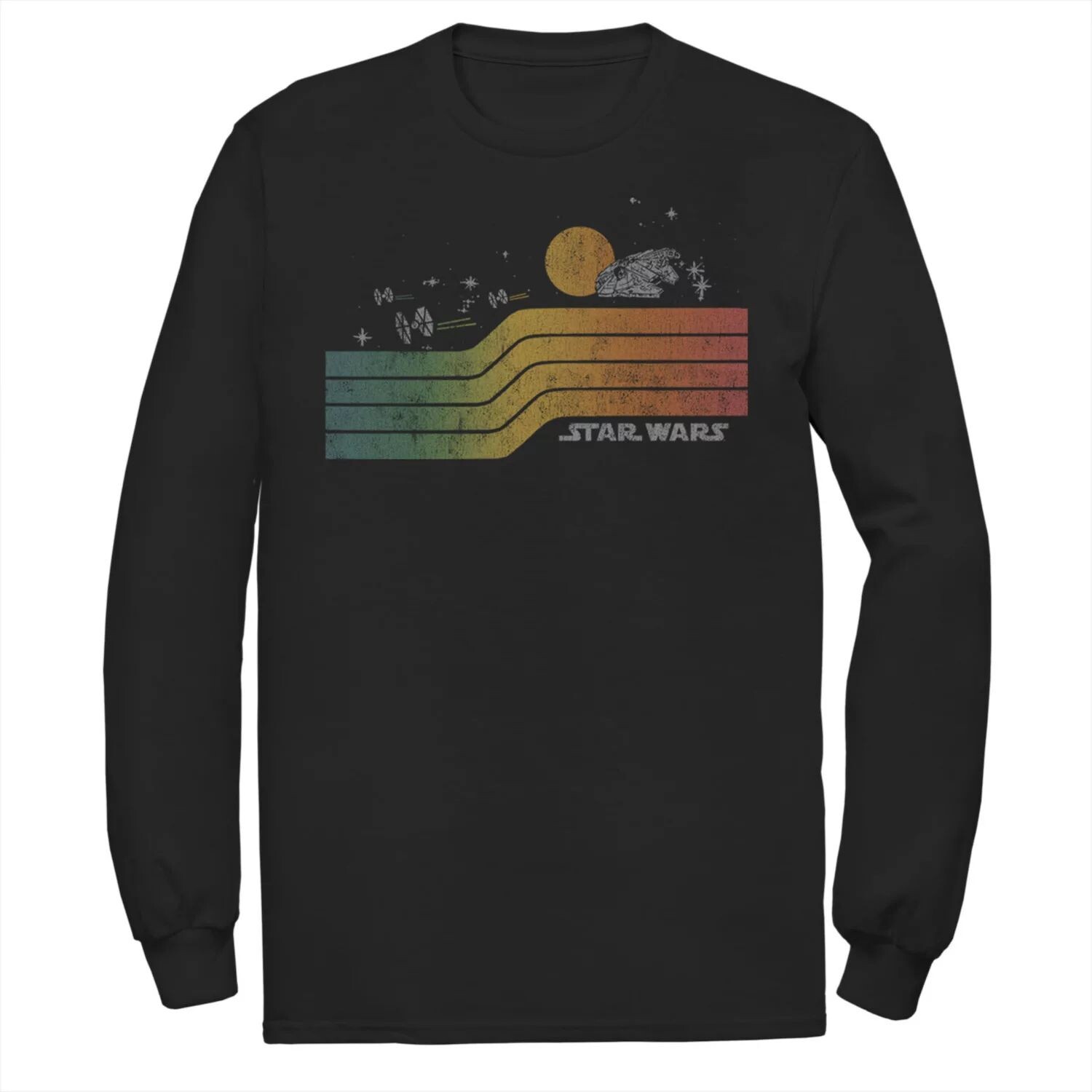 Мужская футболка с длинными рукавами и графическим рисунком «Звездные войны», Радужный градиент, «Сокол» и «Falcon Flyby» Star Wars
Мужская футболка с длинными рукавами и графическим рисунком «Звездные войны», Радужный градиент, «Сокол» и «Falcon Flyby» Star Wars