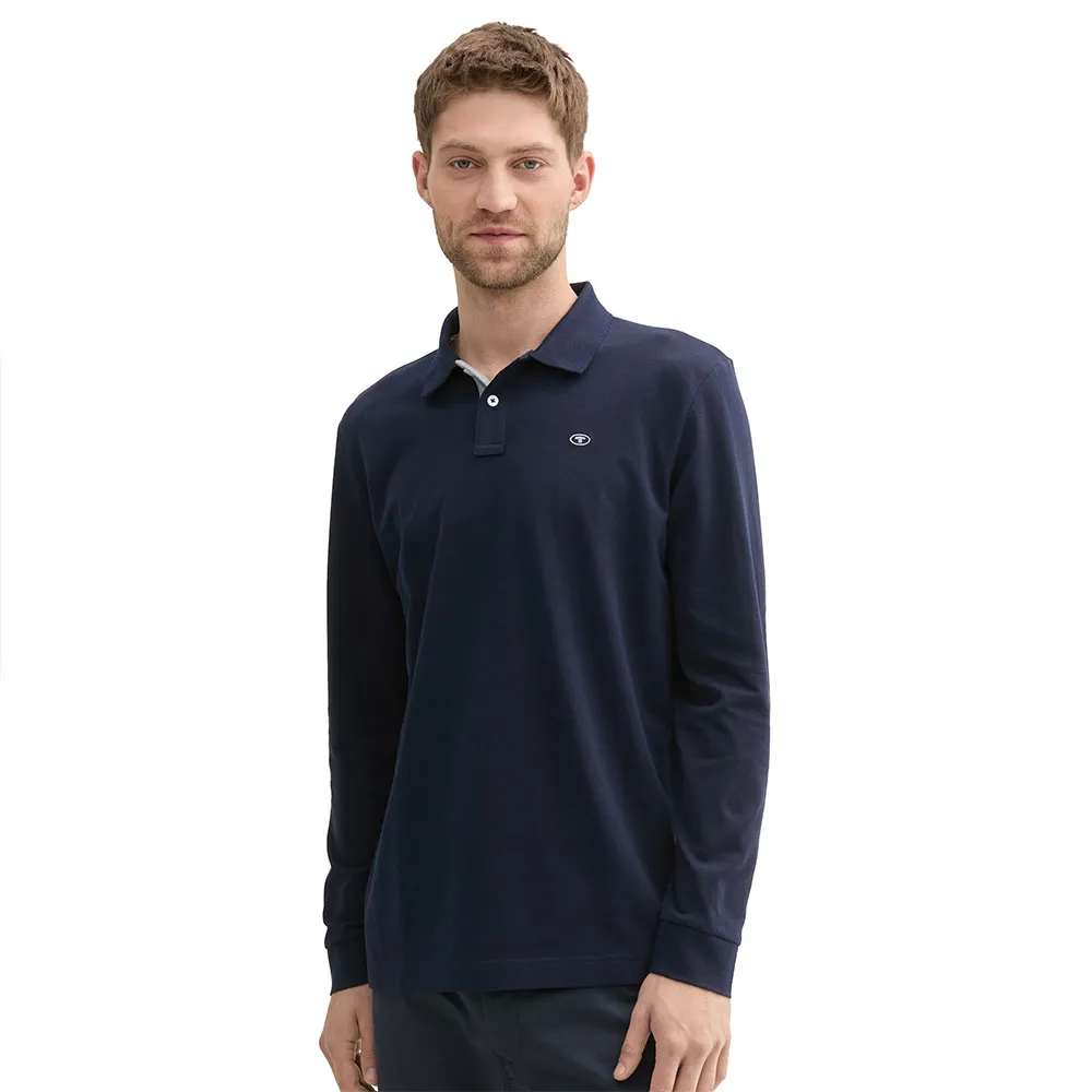 Поло с длинным рукавом Tom Tailor Basic Contrast, синий 
Поло с длинным рукавом Tom Tailor Basic Contrast, синий