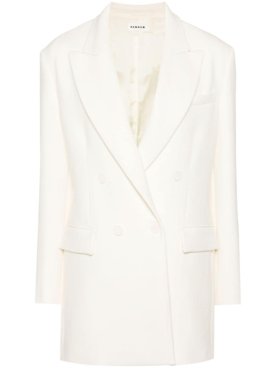 P.A.R.O.S.H. двубортный твиловый блейзер, нейтральный цвет 
P.A.R.O.S.H. двубортный твиловый блейзер, нейтральный цвет