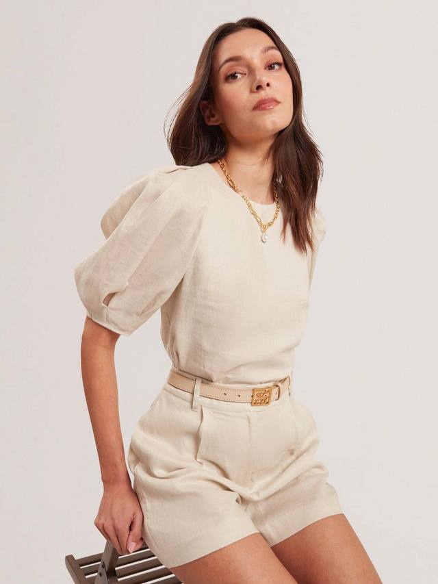 Топ с пышными рукавами из чистого льна Ted Baker, Natural
Топ с пышными рукавами из чистого льна Ted Baker, Natural