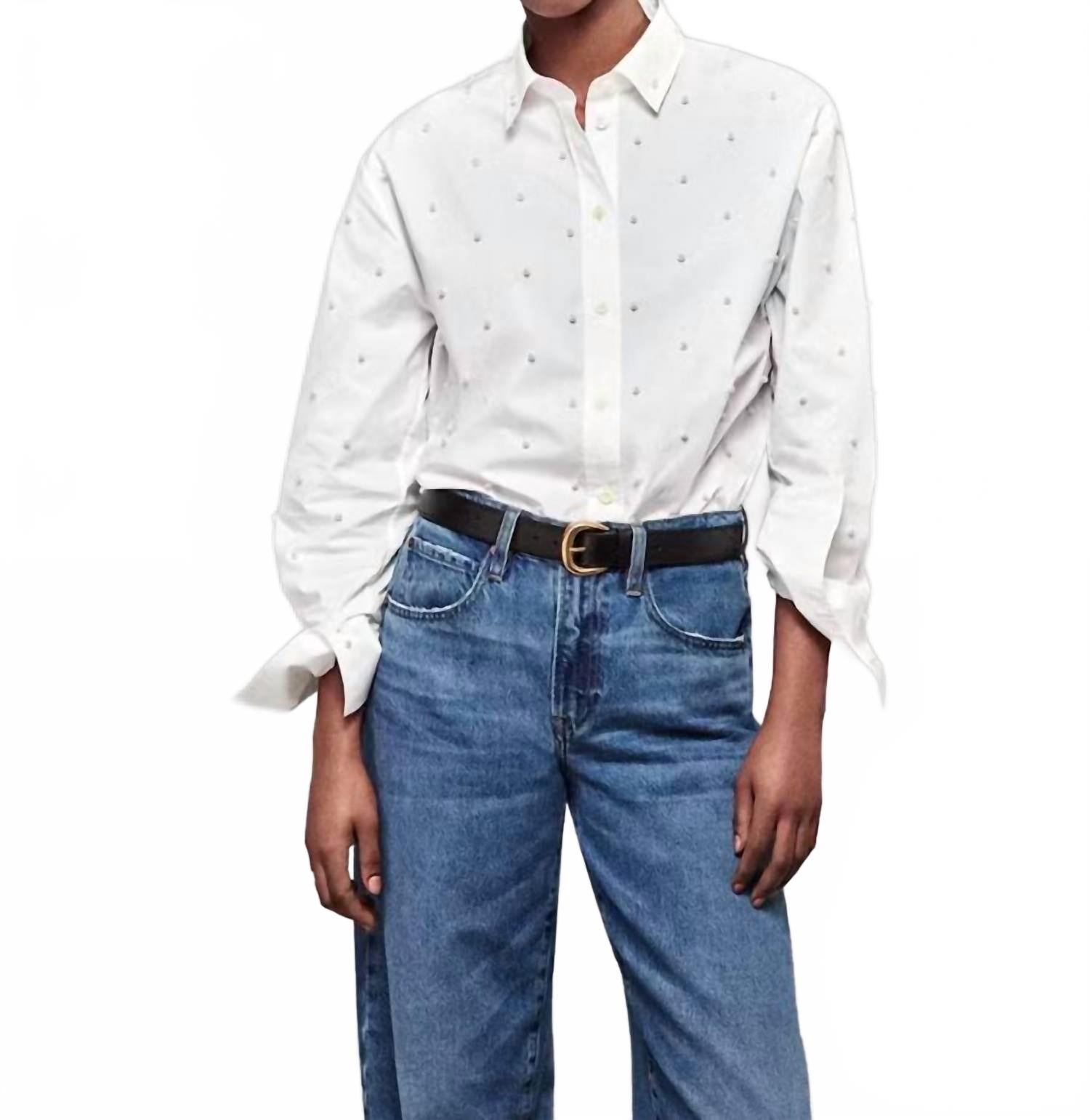 Оверсайз рубашка на пуговицах в жемчужном цвете FRAME, Pearl
Оверсайз рубашка на пуговицах в жемчужном цвете FRAME, Pearl