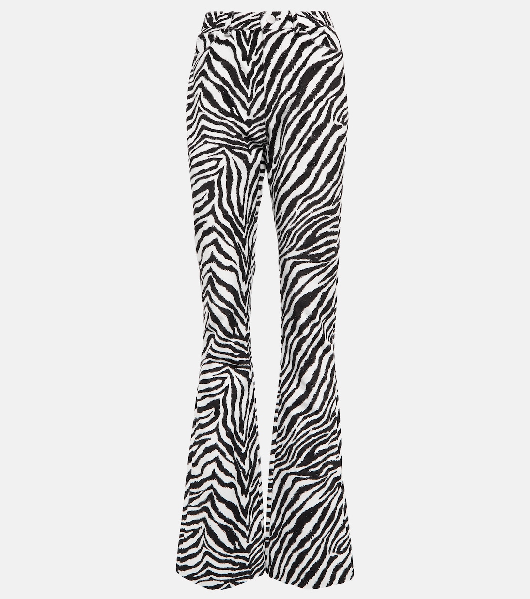 Расклешенные брюки с высокой талией и принтом зебра Alessandra Rich, Black White
Расклешенные брюки с высокой талией и принтом зебра Alessandra Rich, Black White