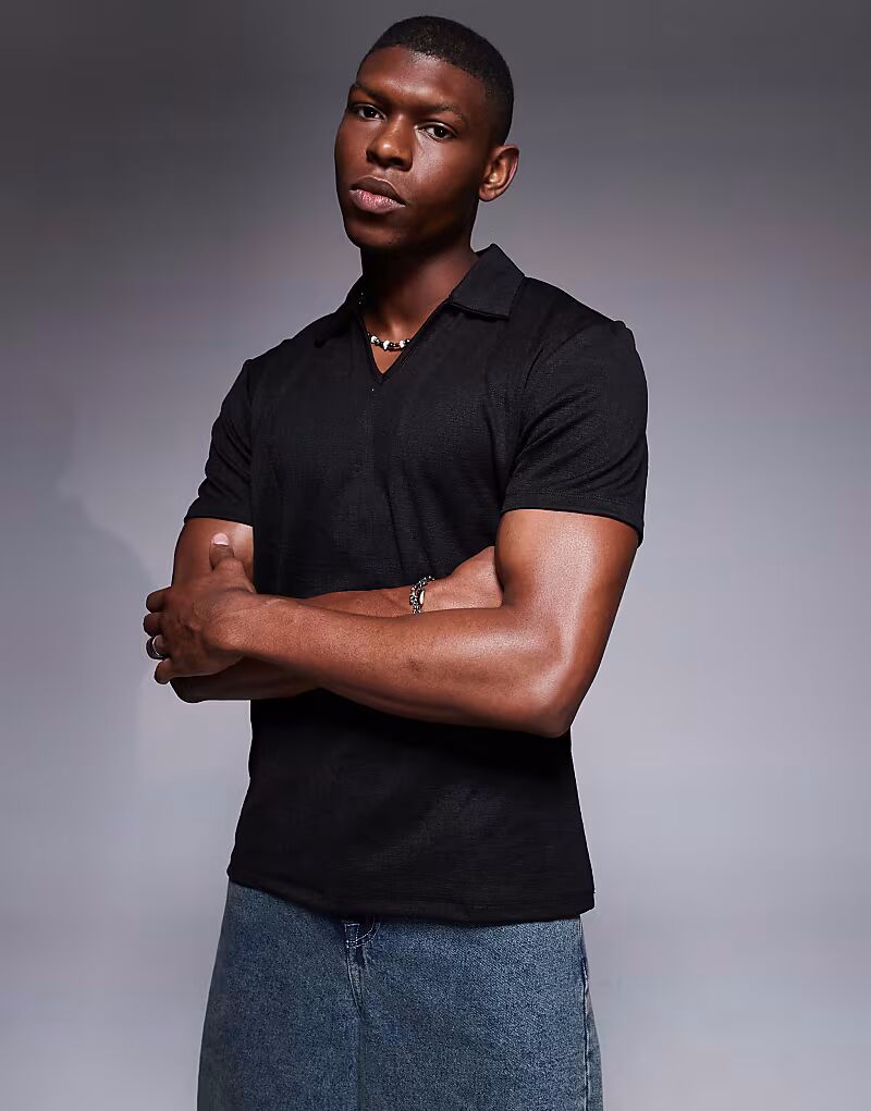 Поло свободного кроя с глубоким вырезом ASOS DESIGN из черной фактурной ткани
Поло свободного кроя с глубоким вырезом ASOS DESIGN из черной фактурной ткани