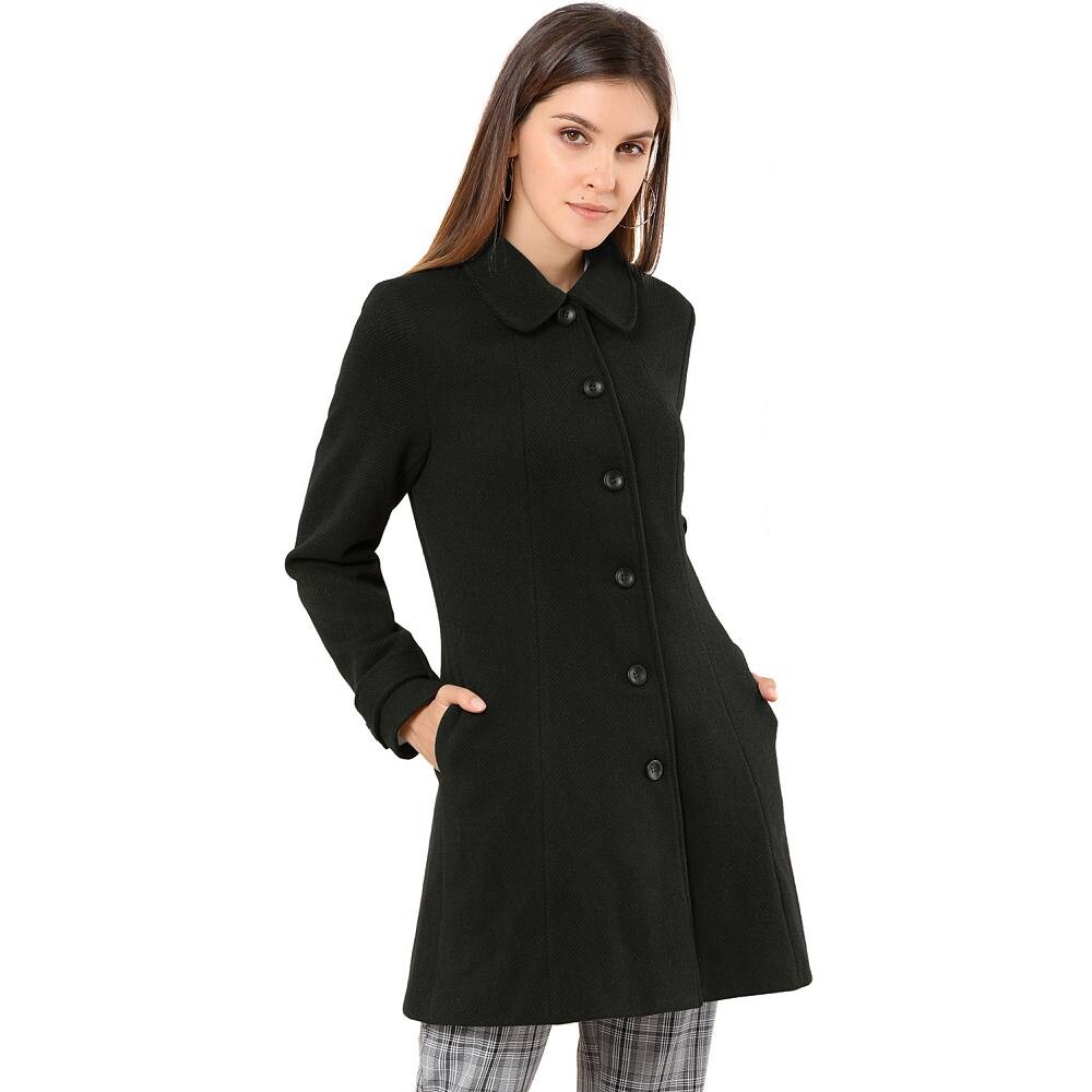 Женское однобортное зимнее пальто с воротником Питера Пэна ALLEGRA K, черный
Женское однобортное зимнее пальто с воротником Питера Пэна ALLEGRA K, черный