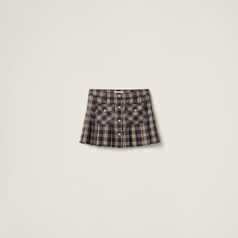 Короткая плиссированная юбка в клетку тартан Miu Miu, коричневый
Короткая плиссированная юбка в клетку тартан Miu Miu, коричневый
