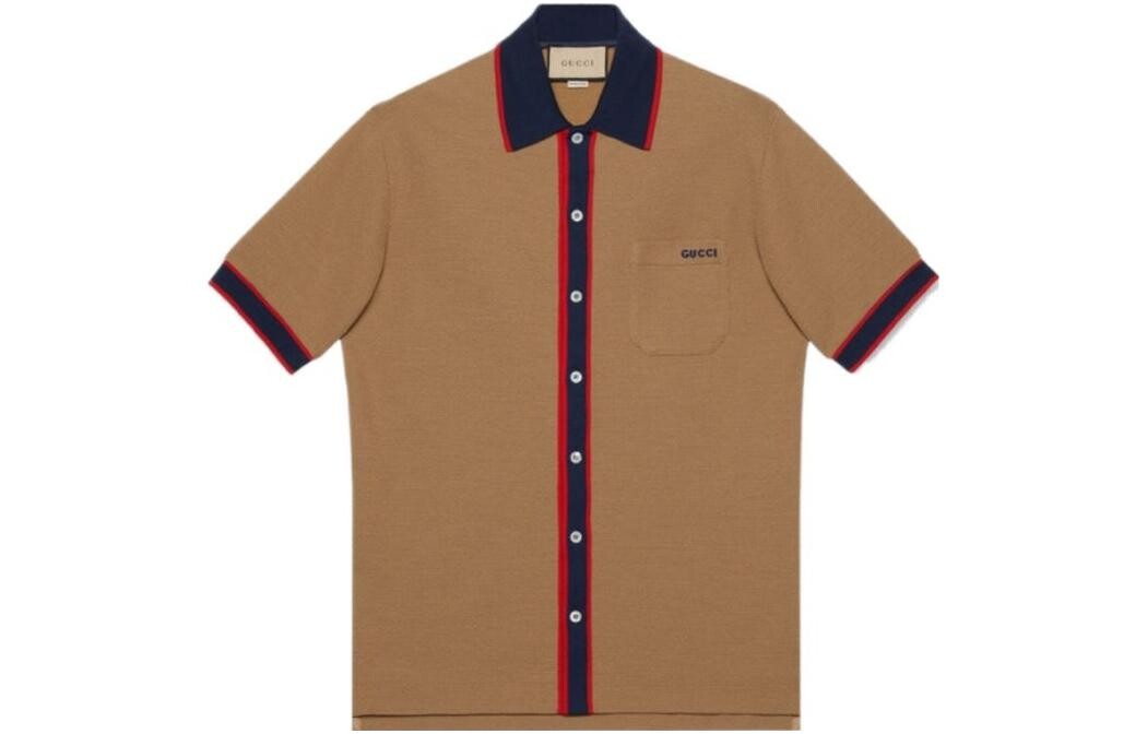 Рубашка поло мужская верблюжья Gucci, коричневый 
Рубашка поло мужская верблюжья Gucci, коричневый