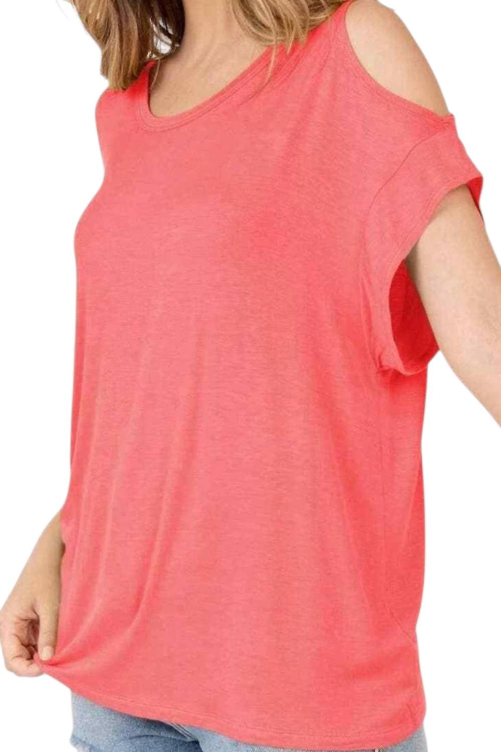 Коралловый топ с коротким рукавом-регланом, круглым вырезом и разрезами по бокам Shop basic
Коралловый топ с коротким рукавом-регланом, круглым вырезом и разрезами по бокам Shop basic