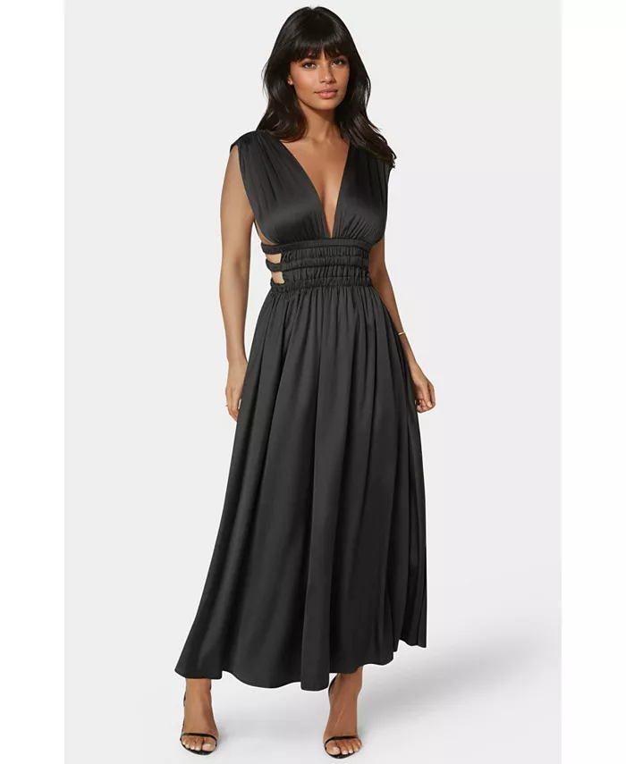 Женское атласное платье макси с V-образным вырезом Bebe, черный
Женское атласное платье макси с V-образным вырезом Bebe, черный