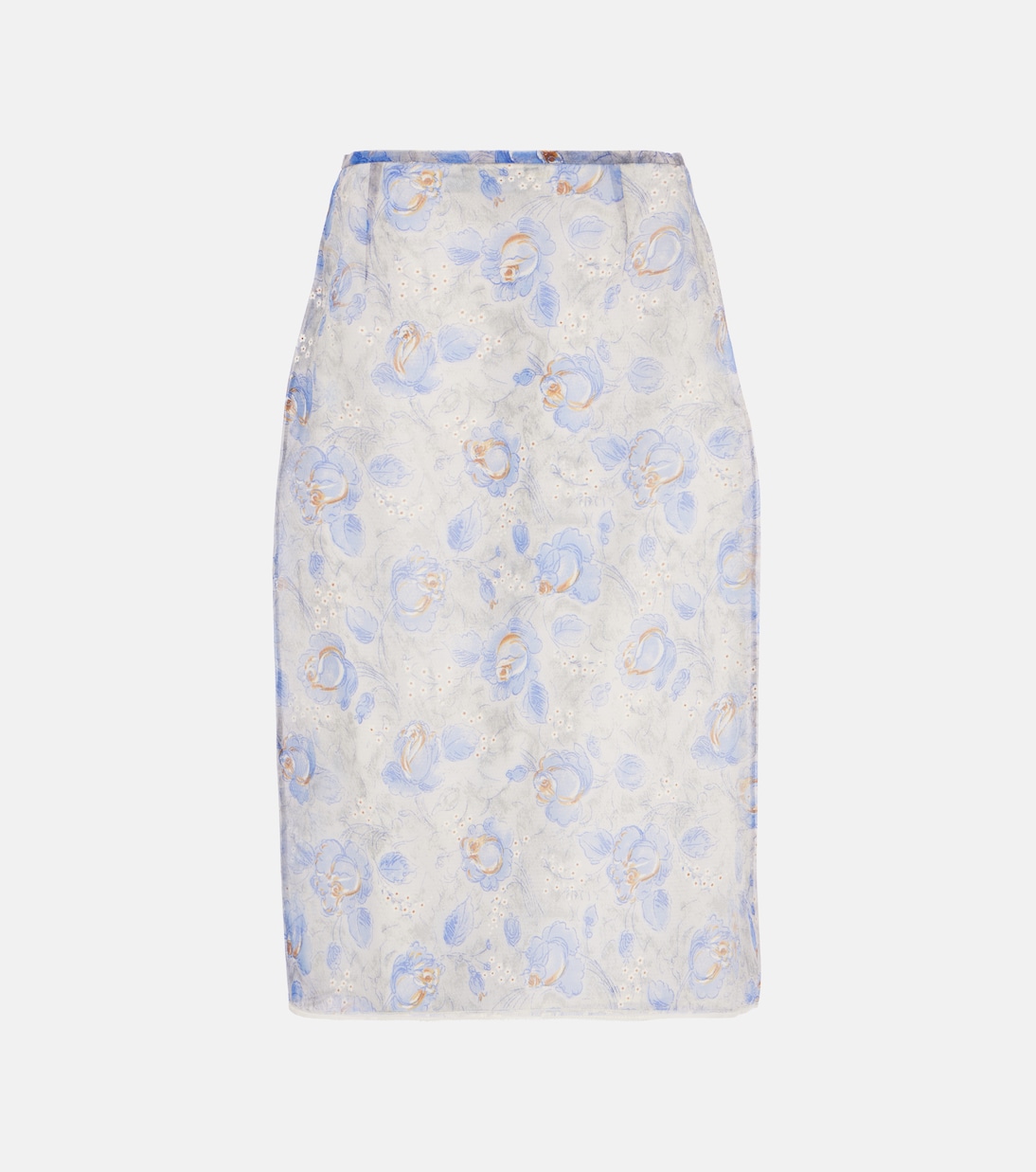 Юбка-карандаш из прозрачного шифона с цветочным принтом Prada, Azzurro
Юбка-карандаш из прозрачного шифона с цветочным принтом Prada, Azzurro
